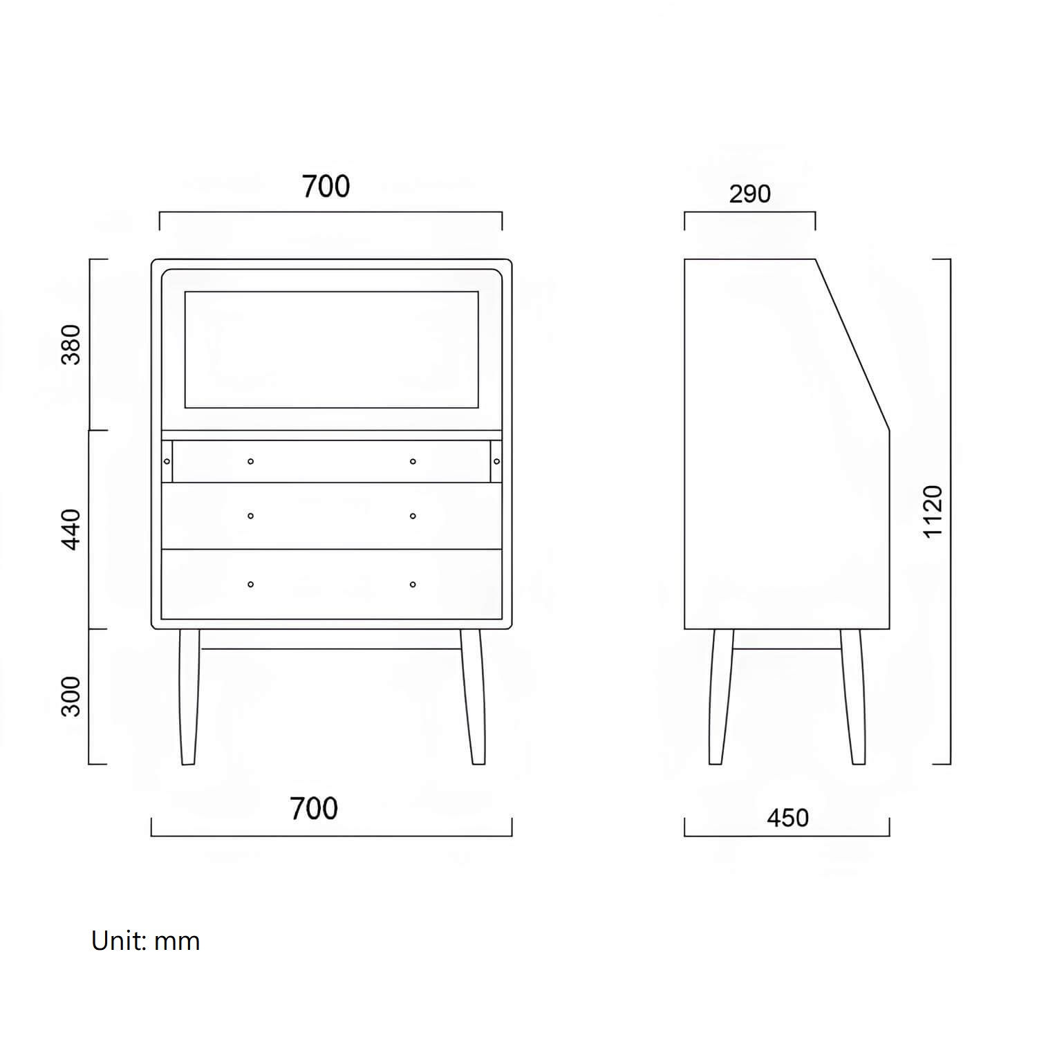 Walnut Dresser Dimension