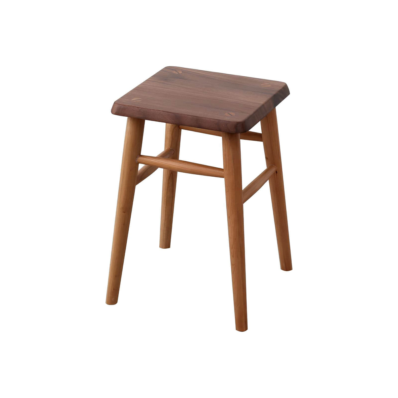 Square Walnut Stool in White Background