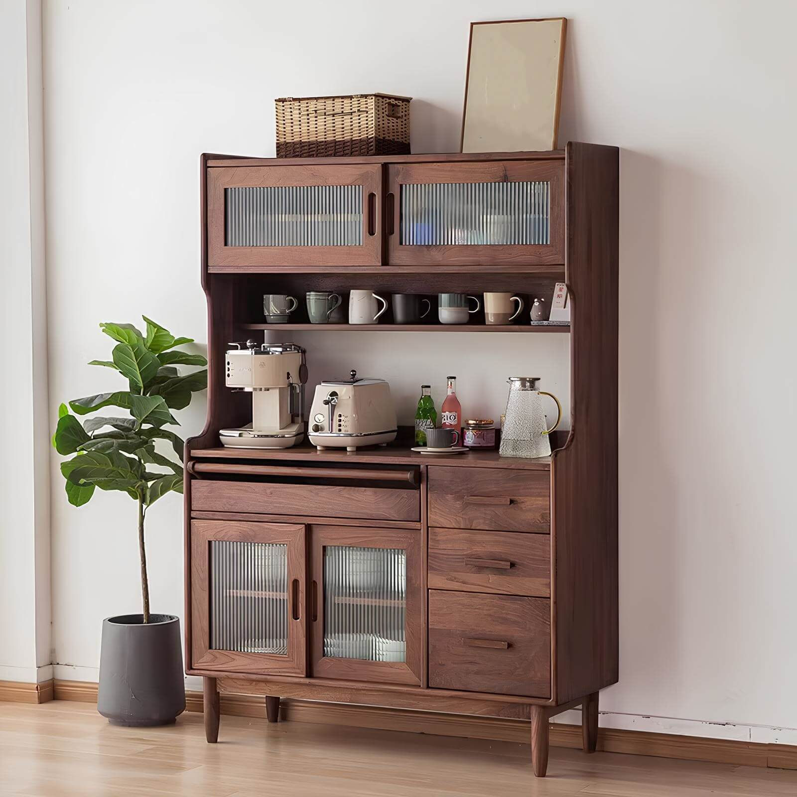 Wood Kitchen Cabinet in the Room Side View