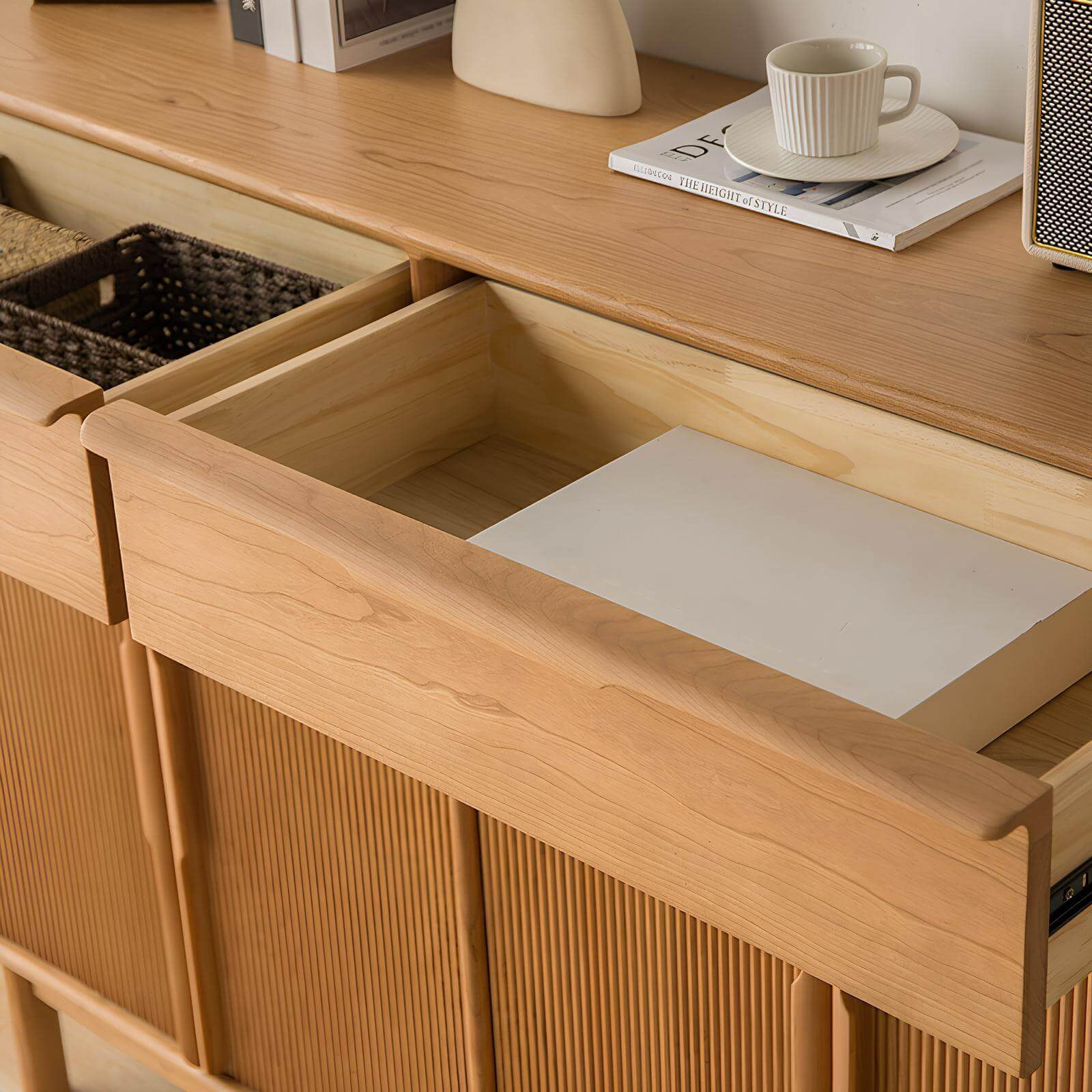 Drawers of Cherry Wood Shoe Cabinet