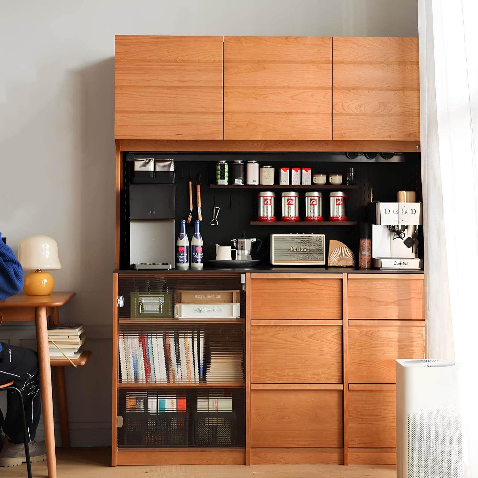 Cherry Wood Cabinet for Storage in Dining Room