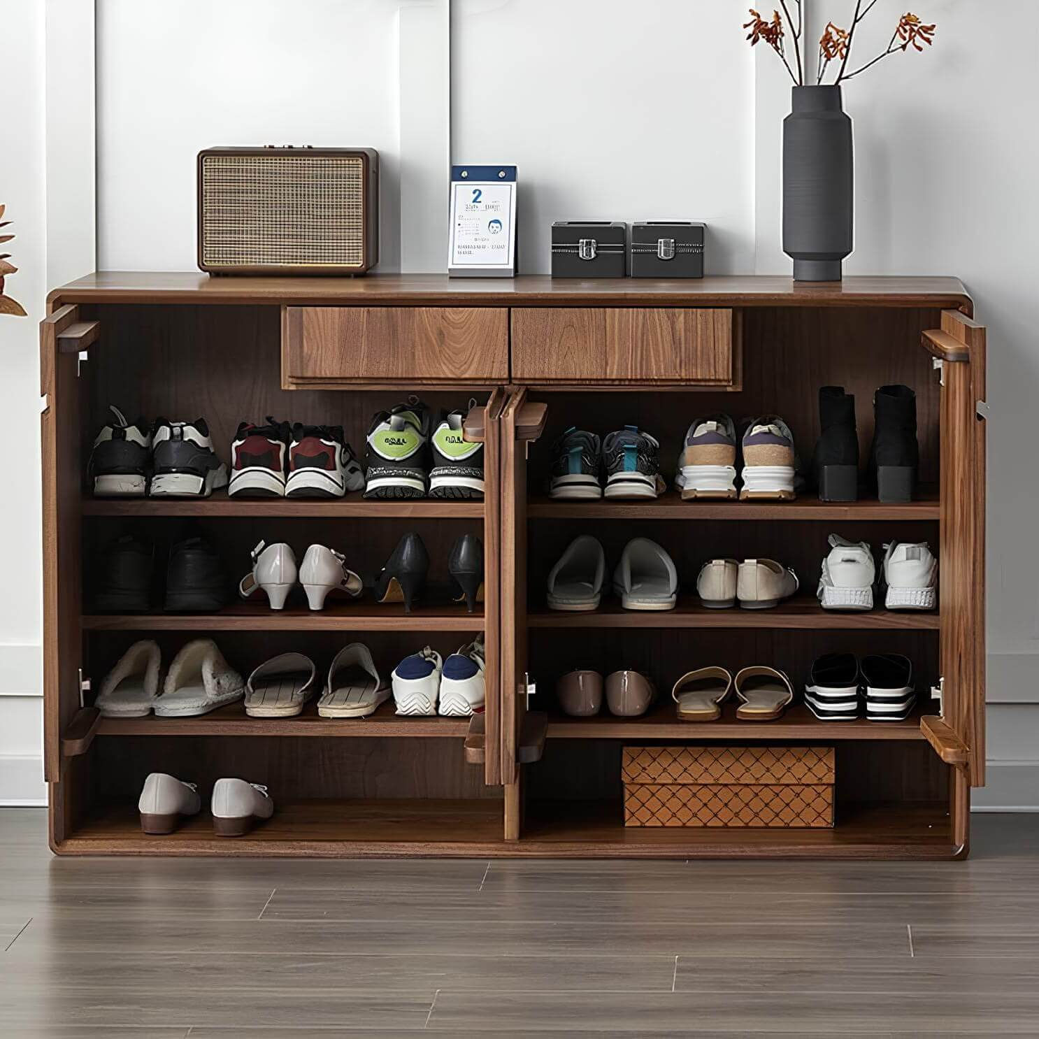 Black Walnut Shoe Cabinet | Wood Furniture