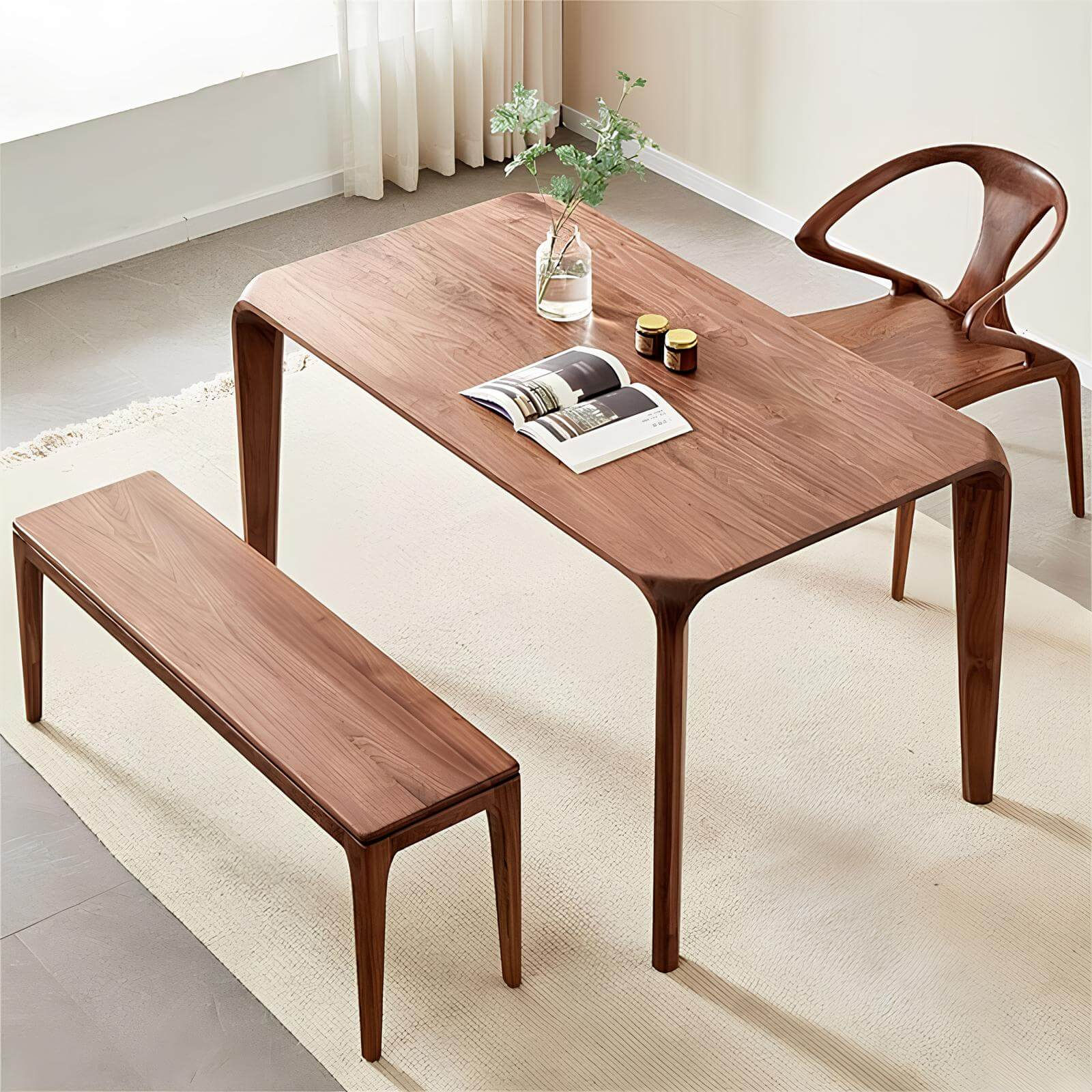 Rectangle Black Walnut Dining Table in the Room