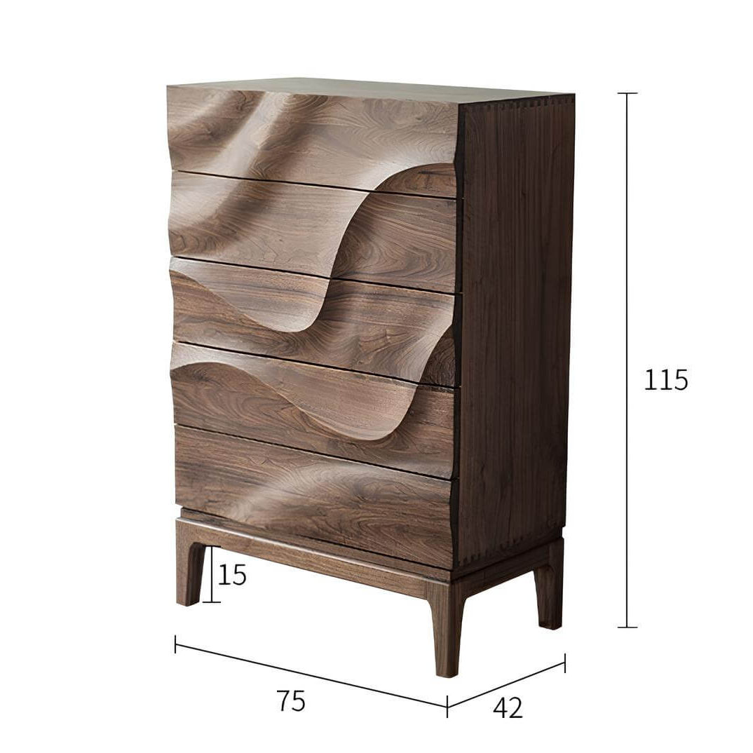 Black Walnut 5-Drawer Chest of Drawers | Wood Furniture
