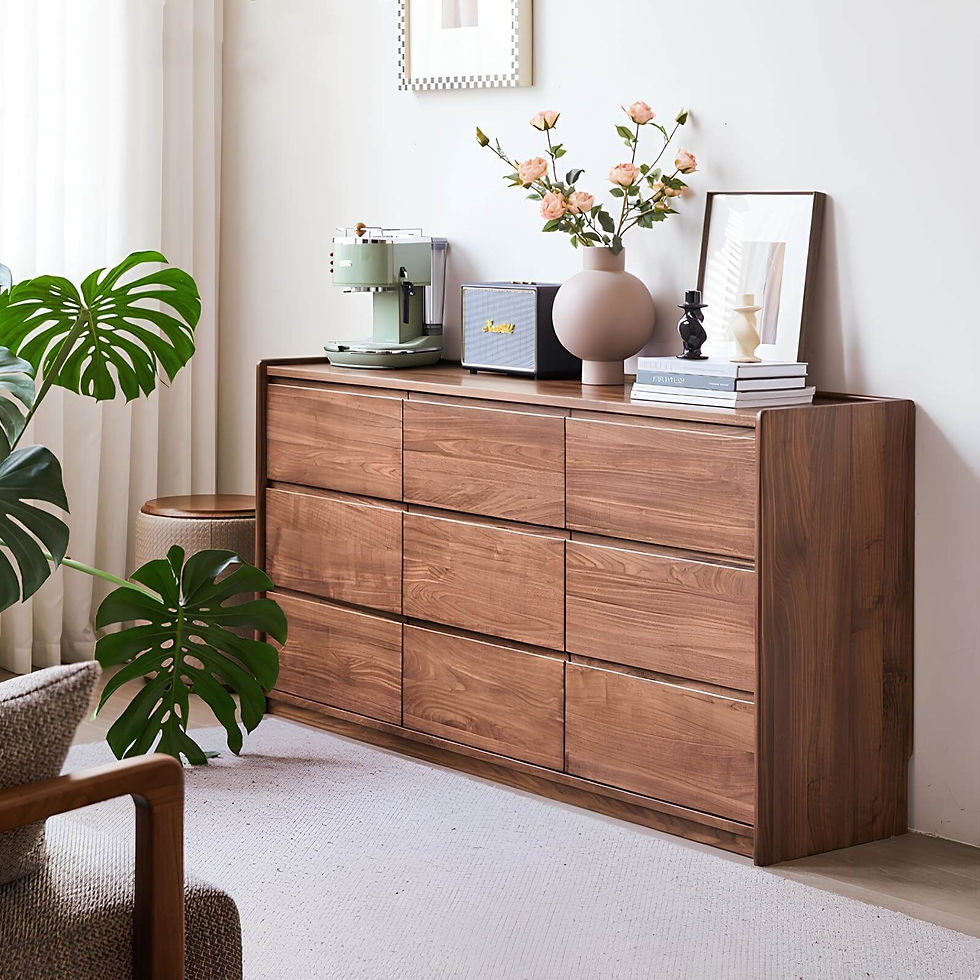 Walnut chest of drawers in the room