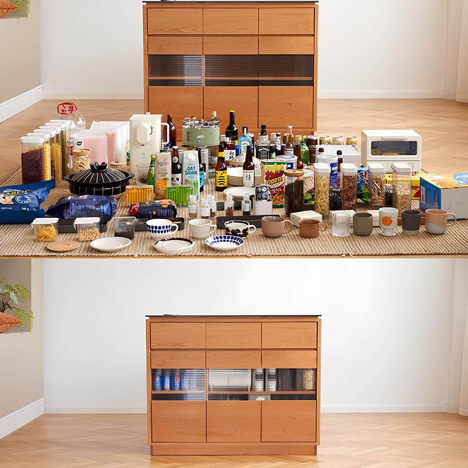 Cherry Wood Kitchen Island in the Room