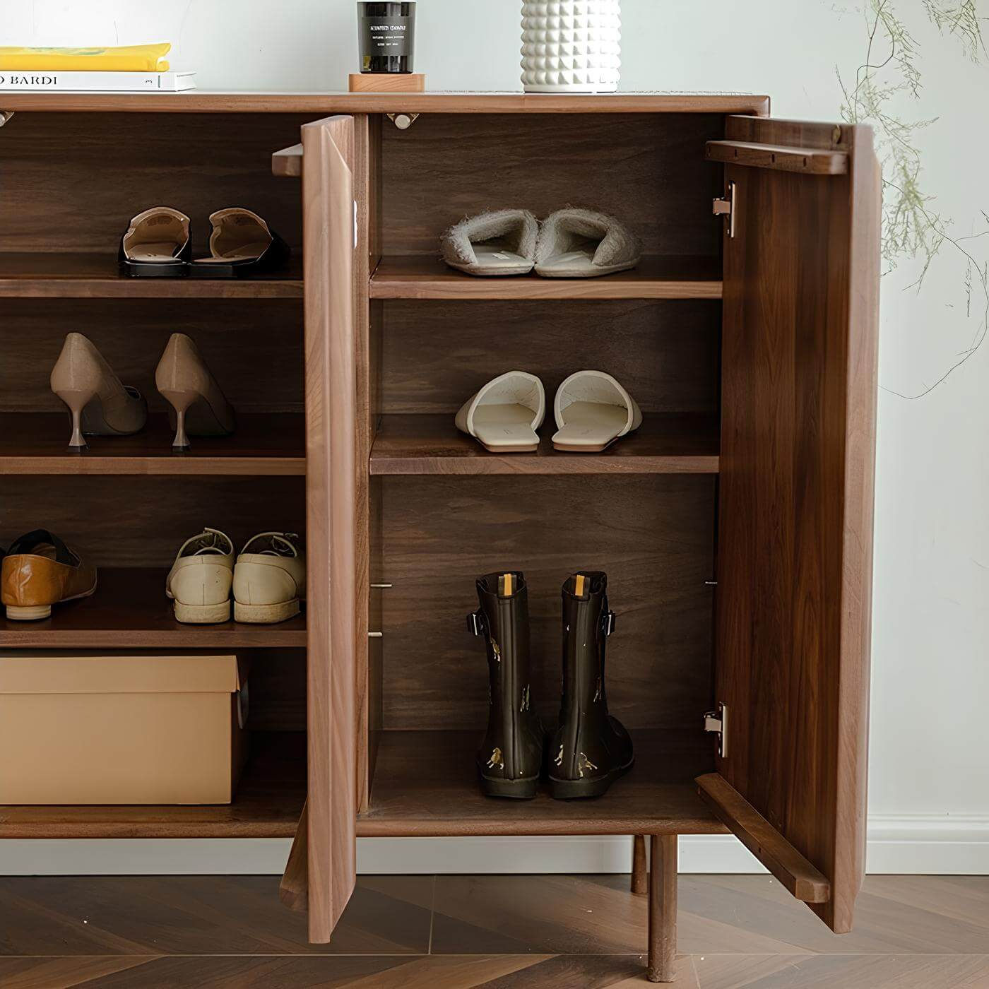 Black Walnut Shoe Cabinet | Wood Furniture