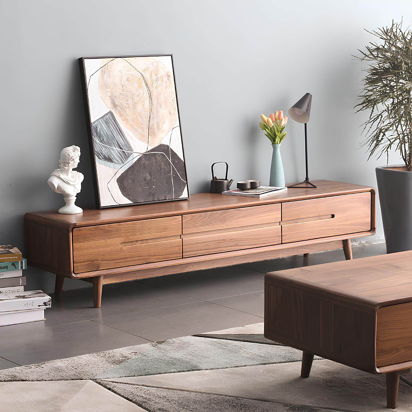 Black Walnut TV Stand in the Living Room