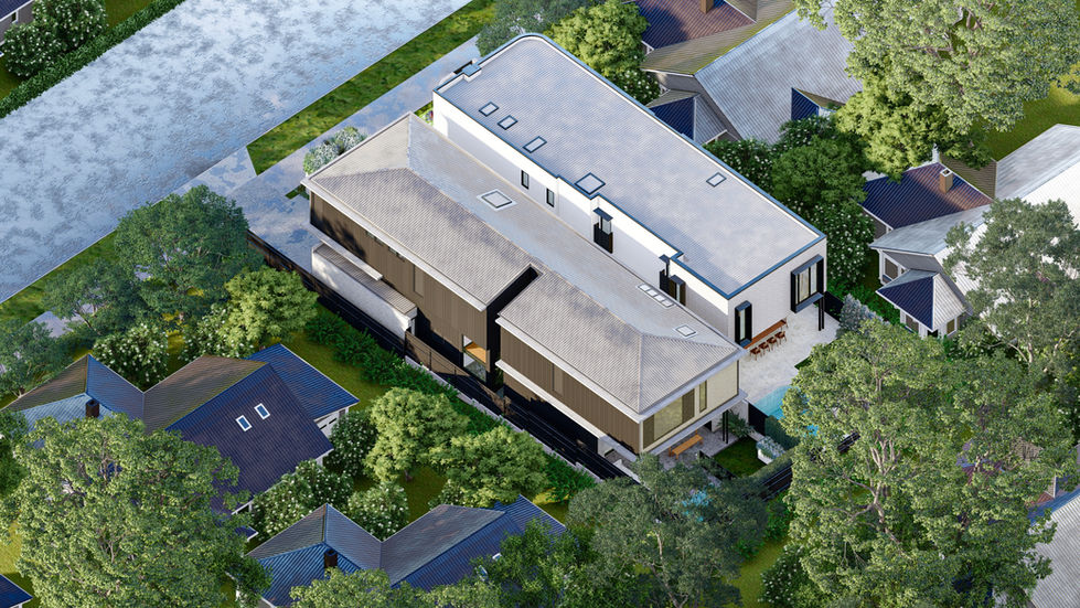 Manly 2 - Oblique Aerial View of Site Integration A dynamic oblique aerial view of Manly 2 showing how the contemporary struc