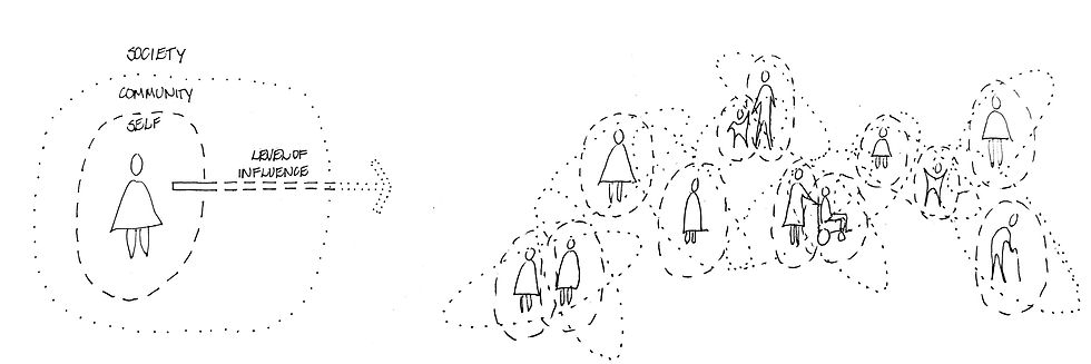 spheres of influence beyond the individual to form a social network