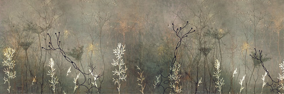 Overlay of neurons, thought patterns and plant-like growth