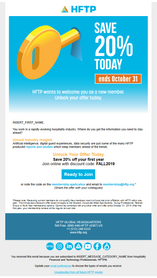 New Member Join Email with key in top blue header Unlock Your Potential