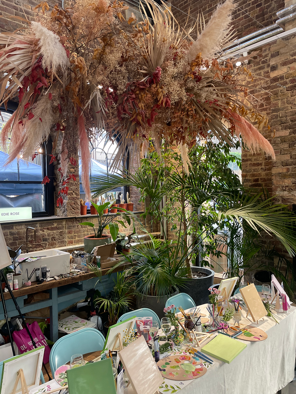 floral arrangement above an abstract floral workshop