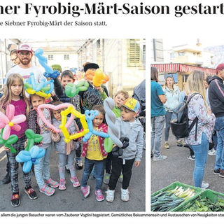 22. April 2022: Saisonstart des Siebner Fyrobig Märts
March Anzeiger-Bericht vom 25. April 22 über den Saisonstart des Fyrobig Märts mit der Osterverlosung des Märtplatz Siebnen, Zauberer Vogtini (gesponsert von N+E Print AG, Siebnen) und Martin Nauer, Siebner Akkordeonist.
