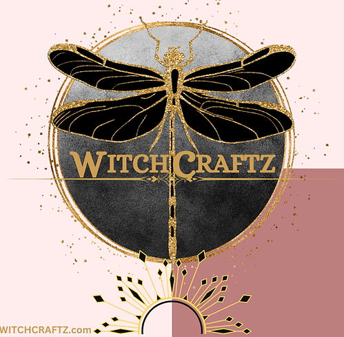 Black Dragonfly with Sparkling Golden Outline Witchcraftz.com