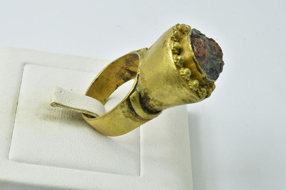 Thumbnail: Antique Old Gabri Gold Plated Ring Roman handmade Afghanistan