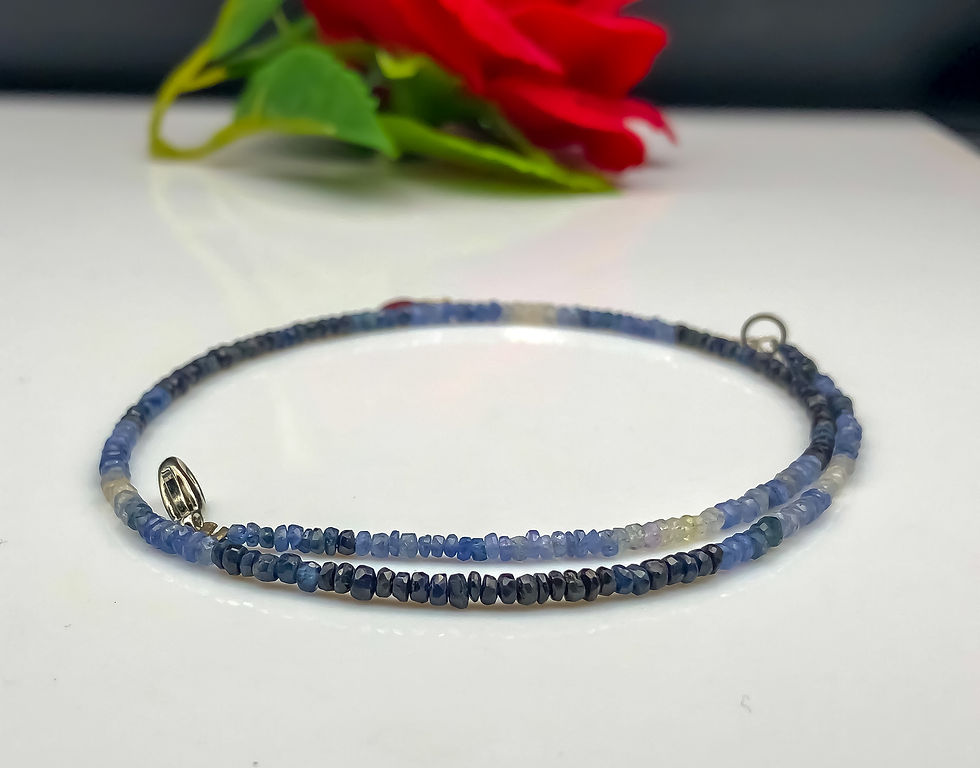 Thumbnail: Natural Shaded Sapphire Necklace exclusive Design by Rakapoi