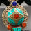 Thumbnail: Natural Turquoise /Coral Gemstone Nepali Silver Plated Pendant