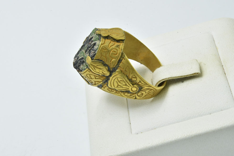 Thumbnail: Antique Old Gabri Gold Plated Ring Roman handmade Afghanistan
