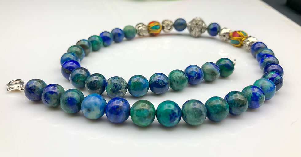 Thumbnail: Natural Azurite Malachite Necklace exclusive Design by Rakapoishi