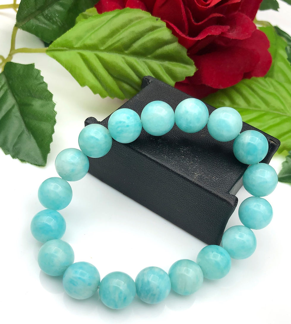 100% Natural Amazonite Round Beads Bracelet