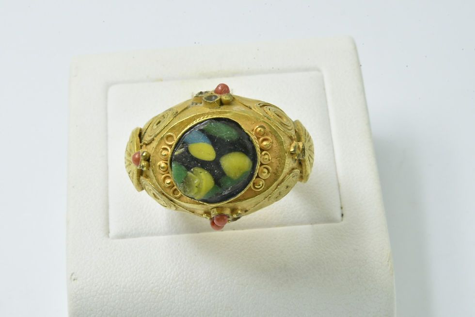 Antique Old Gabri Gold Plated Ring Roman handmade Afghanistan