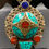 Thumbnail: Natural Turquoise /Coral Gemstone Nepali Silver Plated Pendant