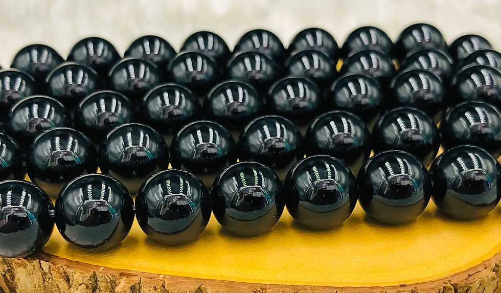 Thumbnail: Natural Black Onyx Round Shape Beads Strands Length 15inch