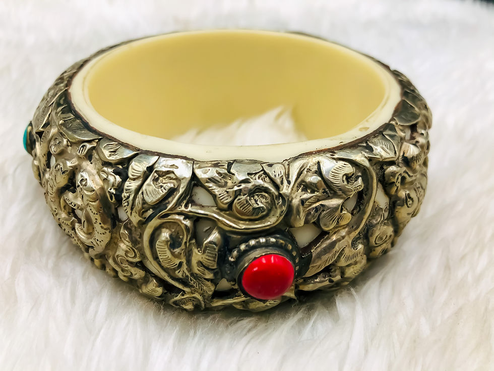 Thumbnail: Tibetan Turqouise Red Coral Ethic Nepali Tribal Bangle Jewelry 7.5 Inch