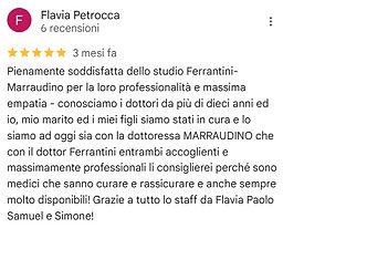 Recensione google a 5 stelle di pazienti felici