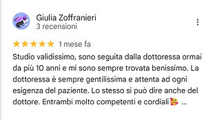 Recensione google di pazienti soddisfatti