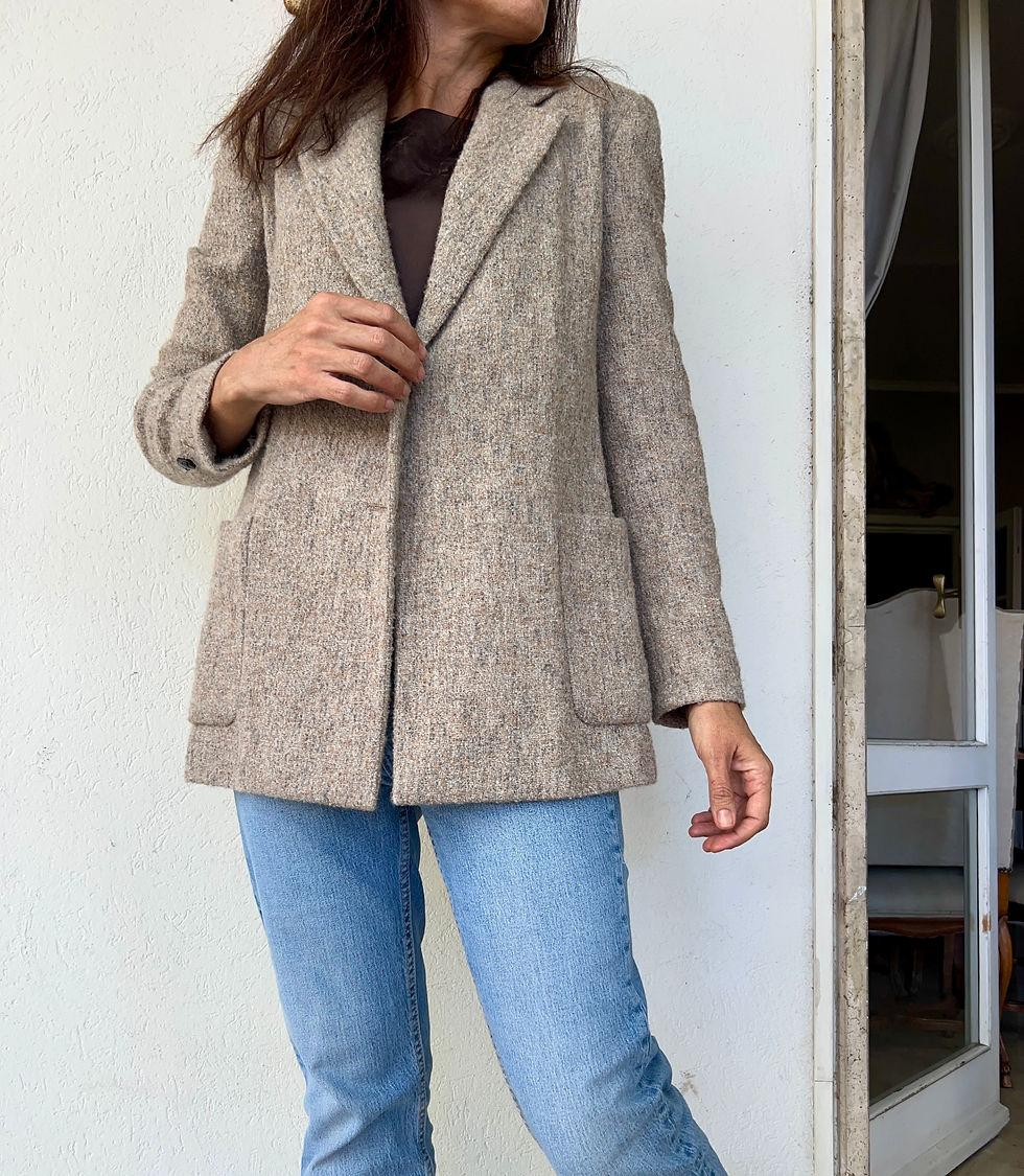 Miniatura: Giacca lana bouclé beige-marrone chiaro