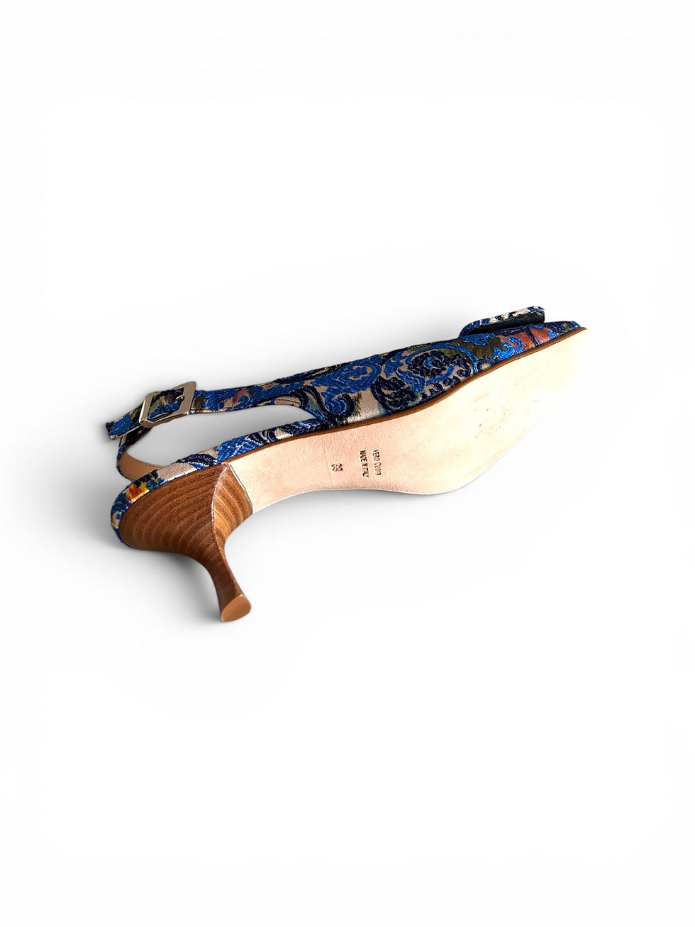 Miniatura: Décolleté broccato blu tacco 5cm sottile