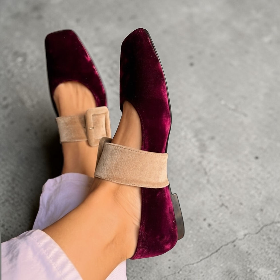 Thumbnail: Ballerine fibbia prugna beige 