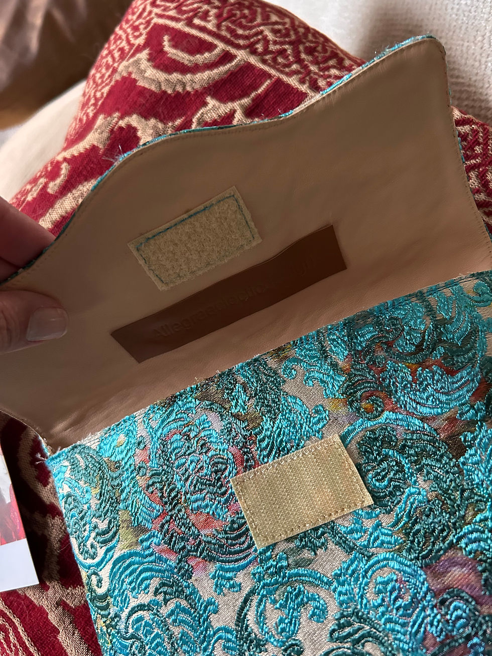 Miniatura: Pochette 30x15 broccato turchese rettangolo