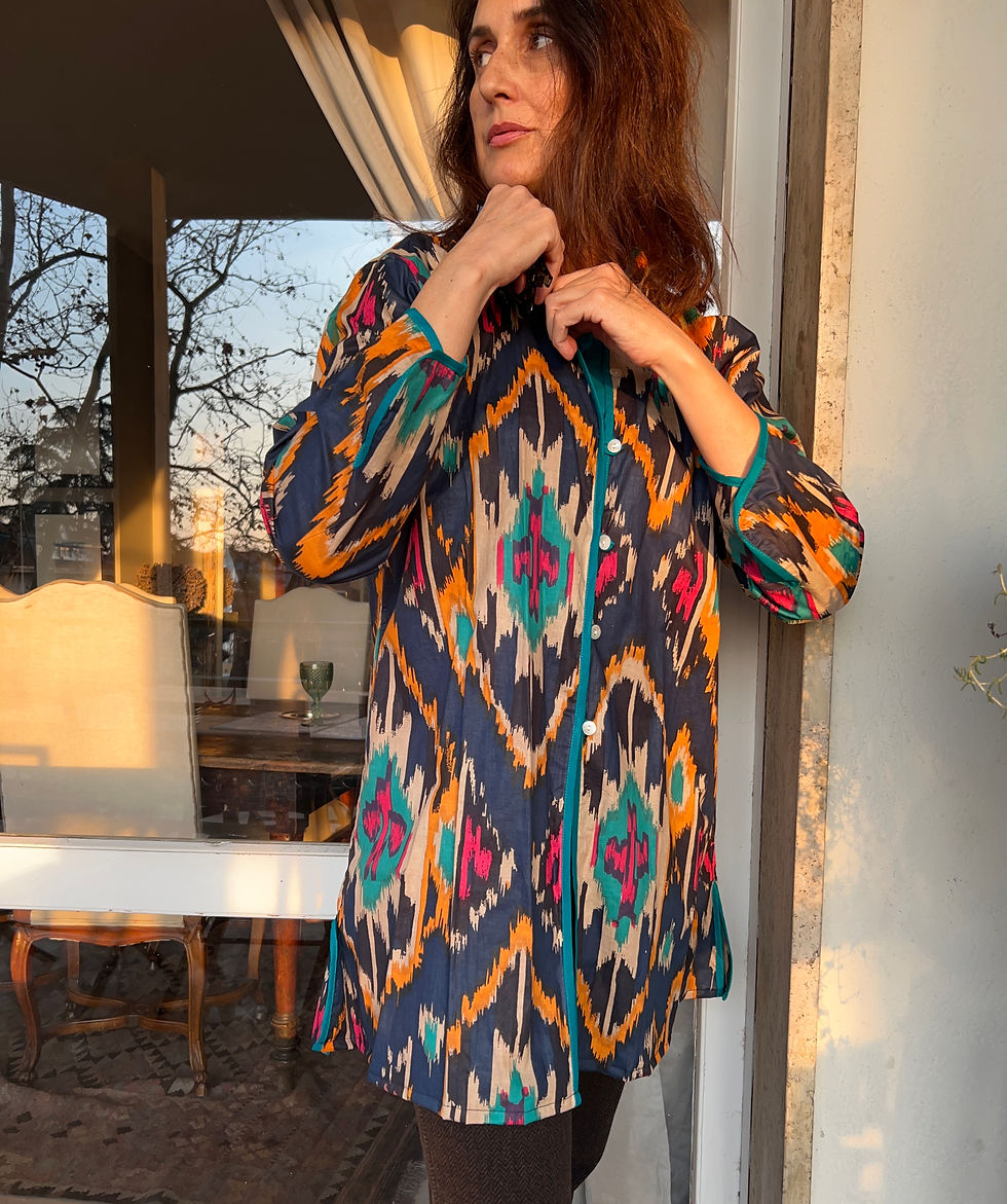 Miniatura: Spolverino cotone ikat 