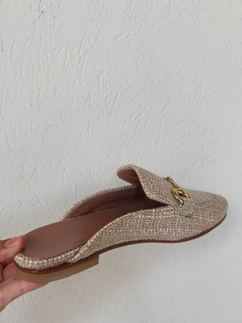 Miniatura: Sabot beige bouclé morsetto oro