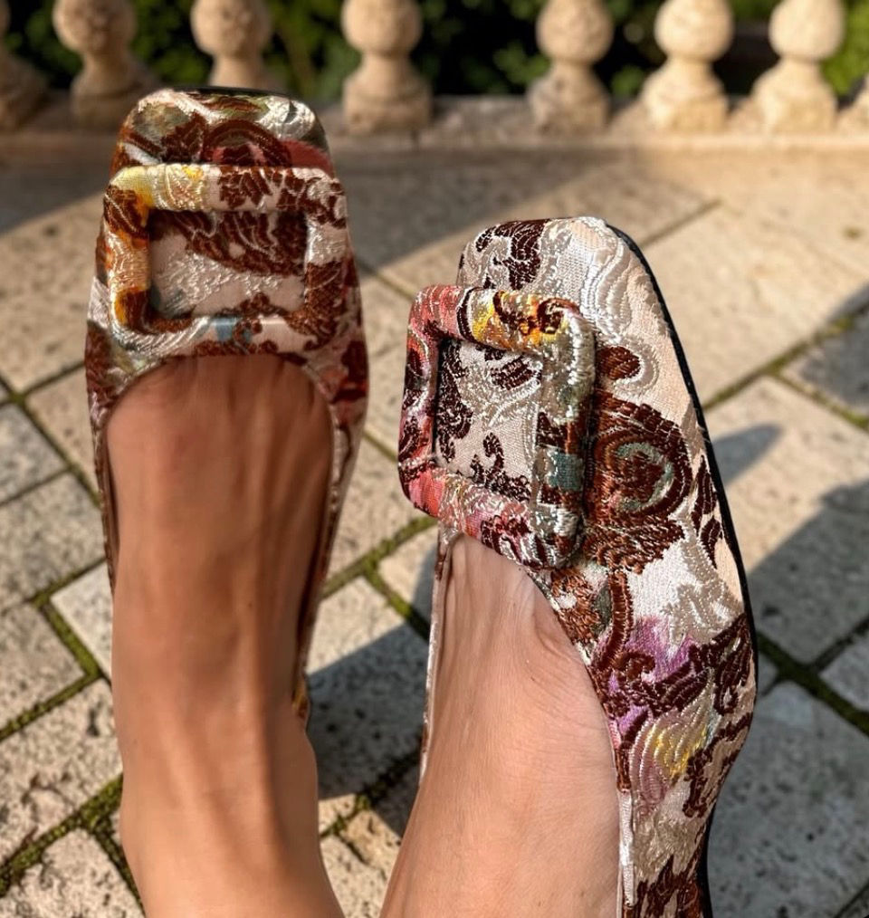 Miniatura: Slingback broccato marrone PROMO