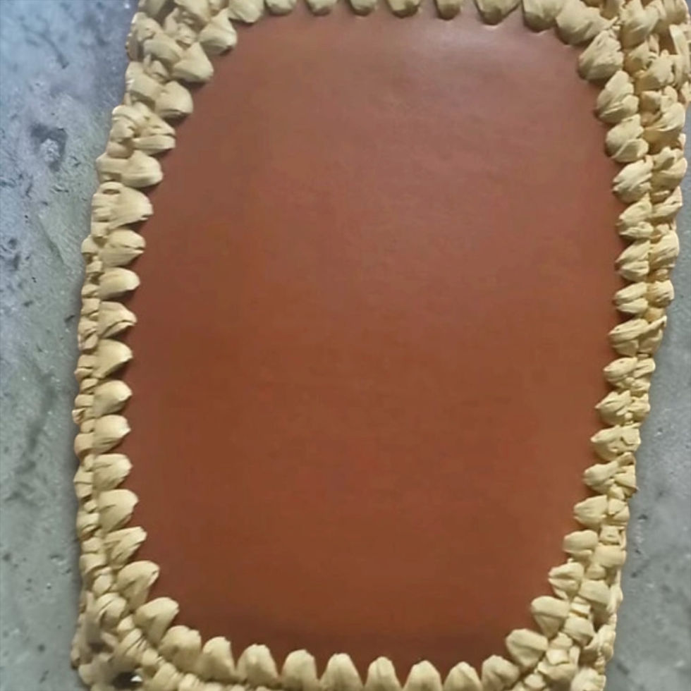 Miniatura: Borsa raffia vera pelle caramello