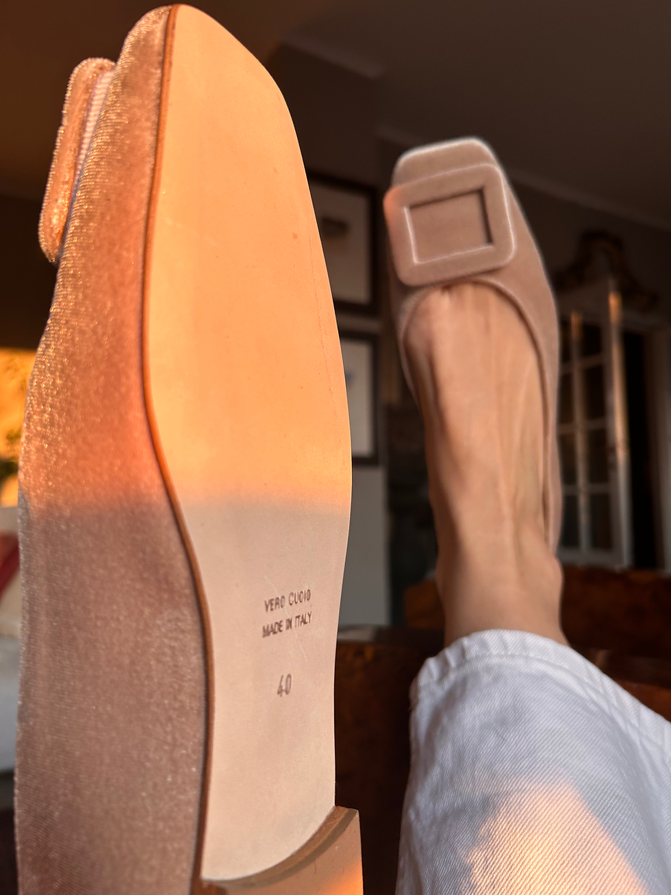 Miniatura: Ballerine rettangolo velluto beige 