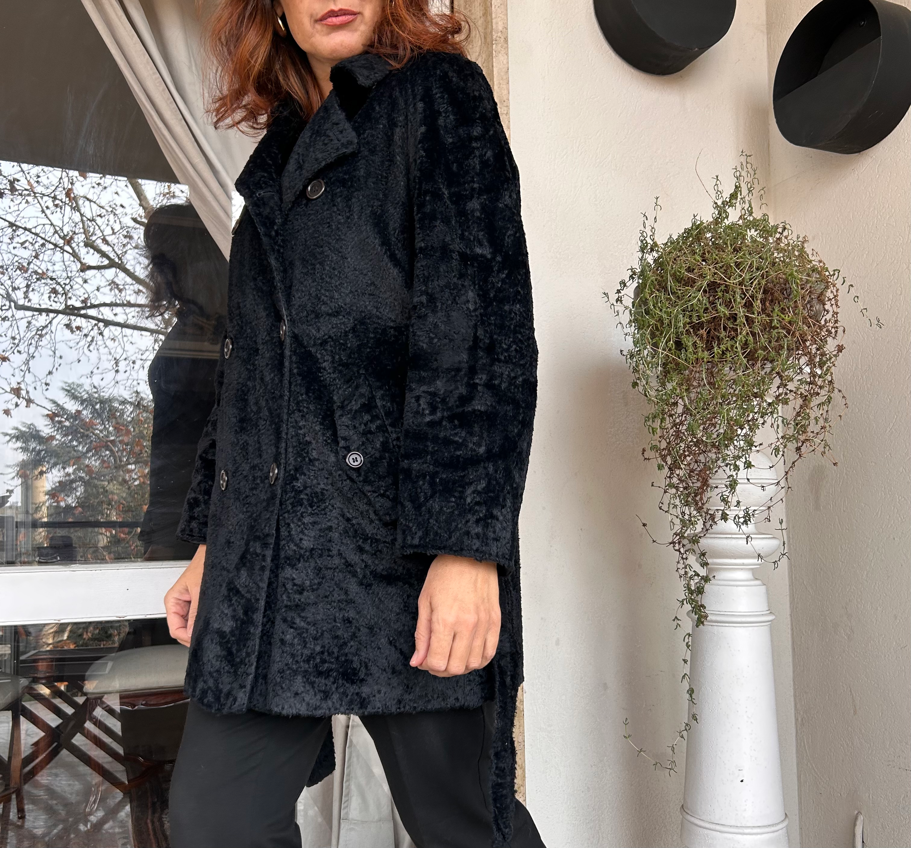 Cappottino pelo corto velluto nero