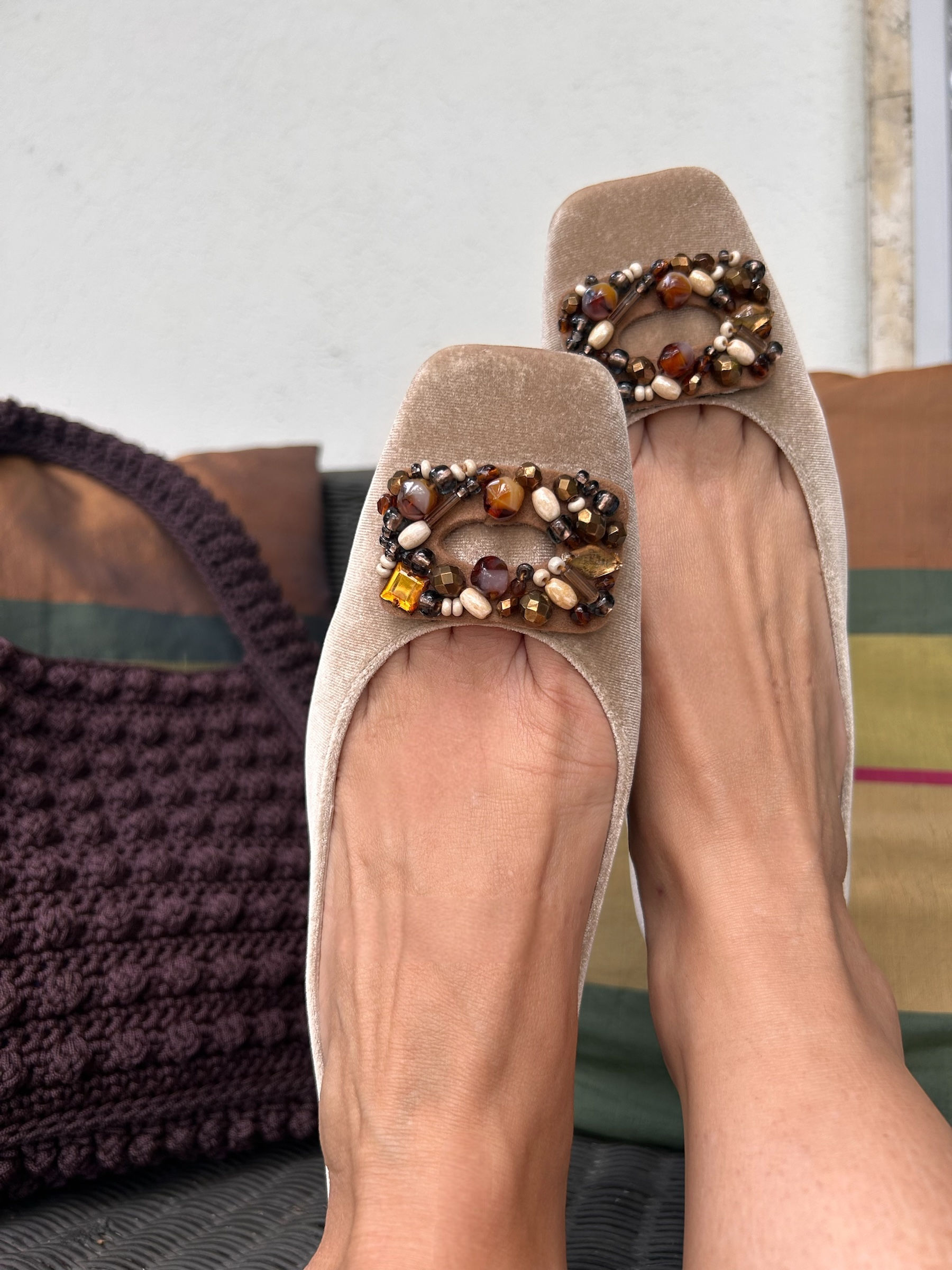 Ballerine velluto beige Luxury  SALDO