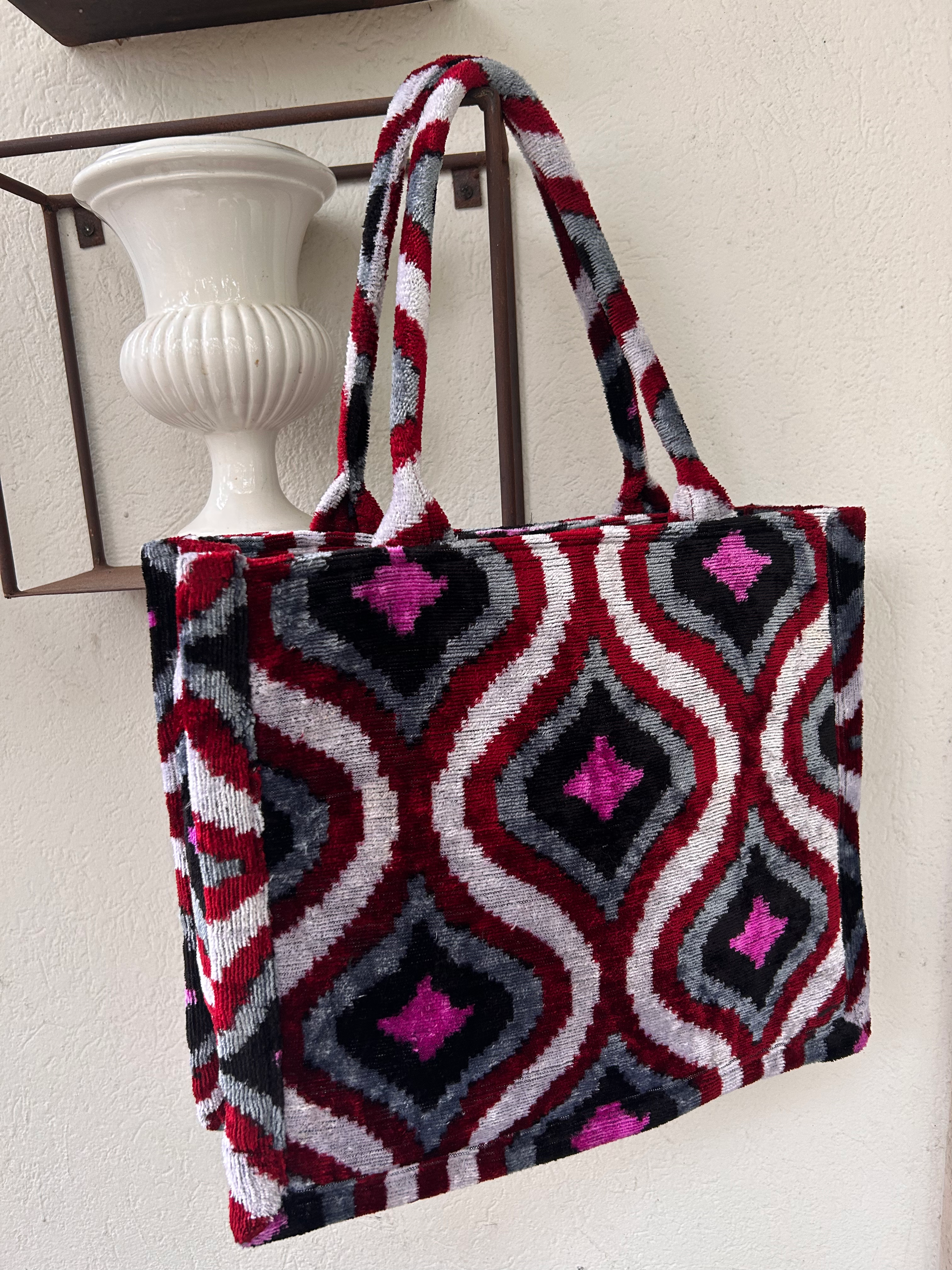 Borsa shopper velluto fantasia 