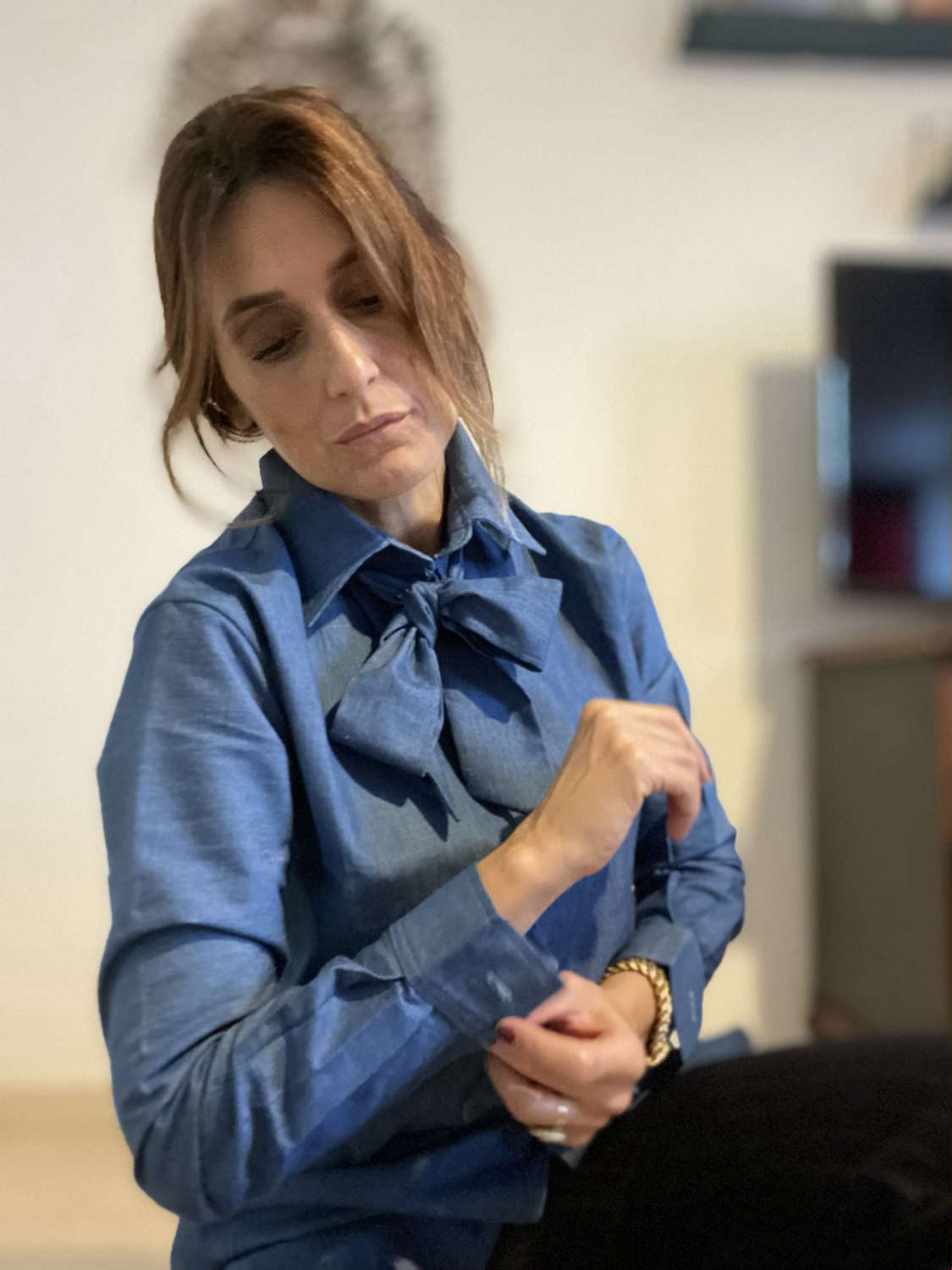 Camicia jeans fiocco al collo | AED A.eclecticdesign