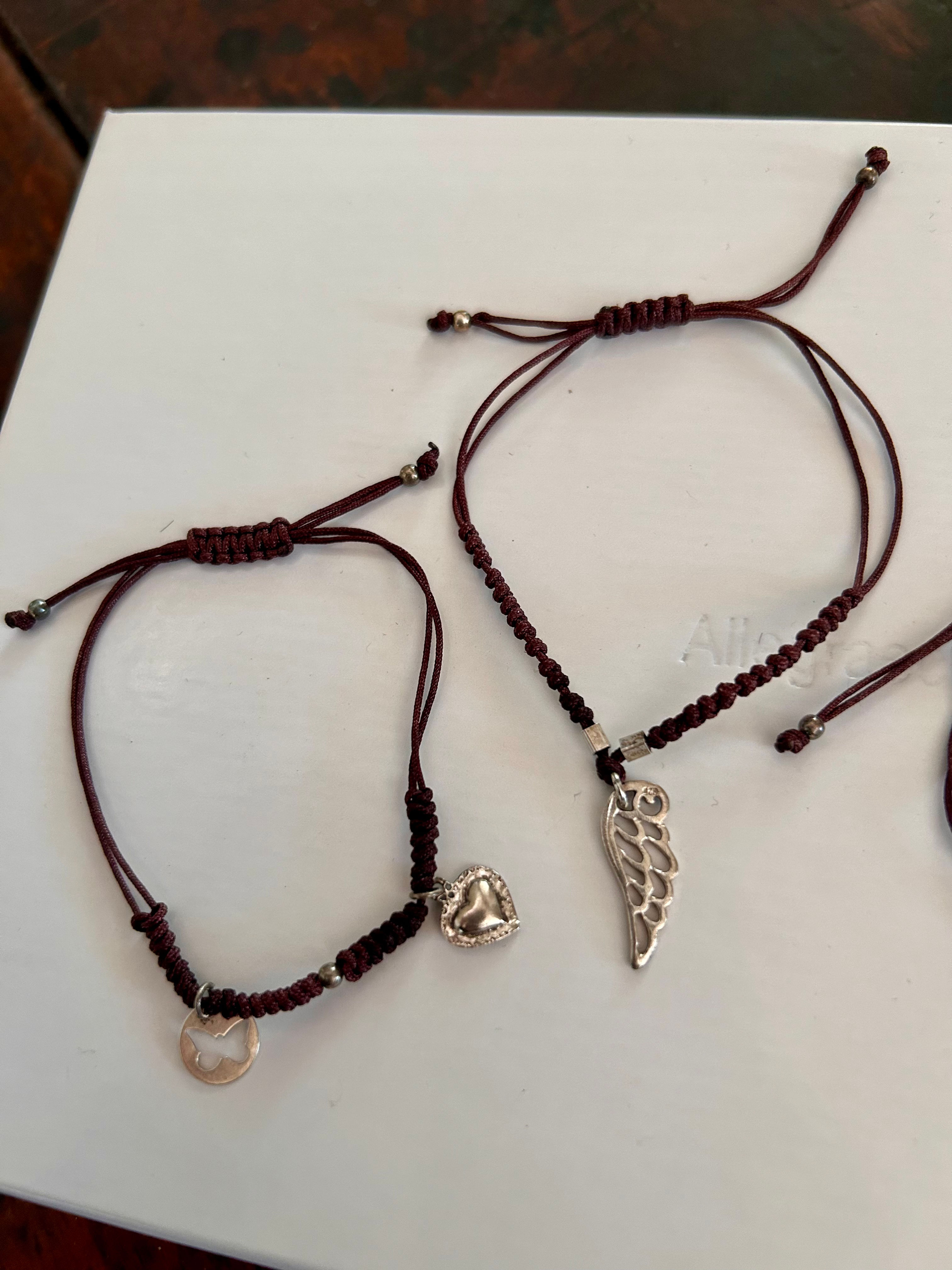 Braccialetti puro argento cordino marrone(la coppia, 2 units)