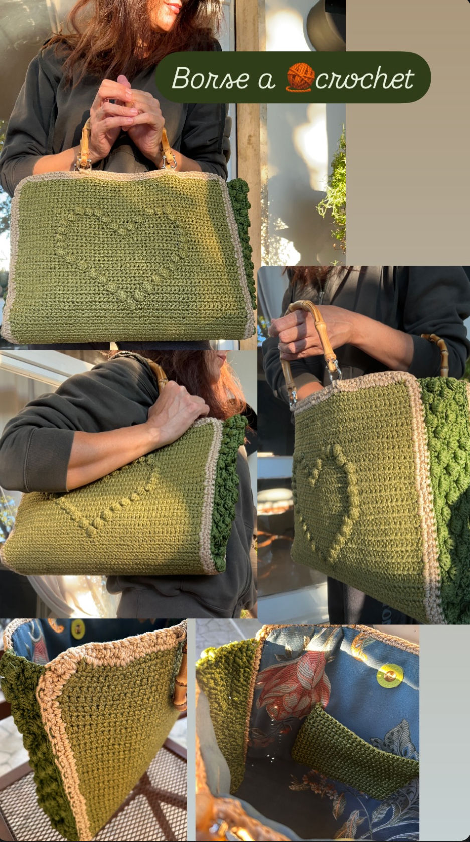 Miniatura: Borsa grande crochet verde 