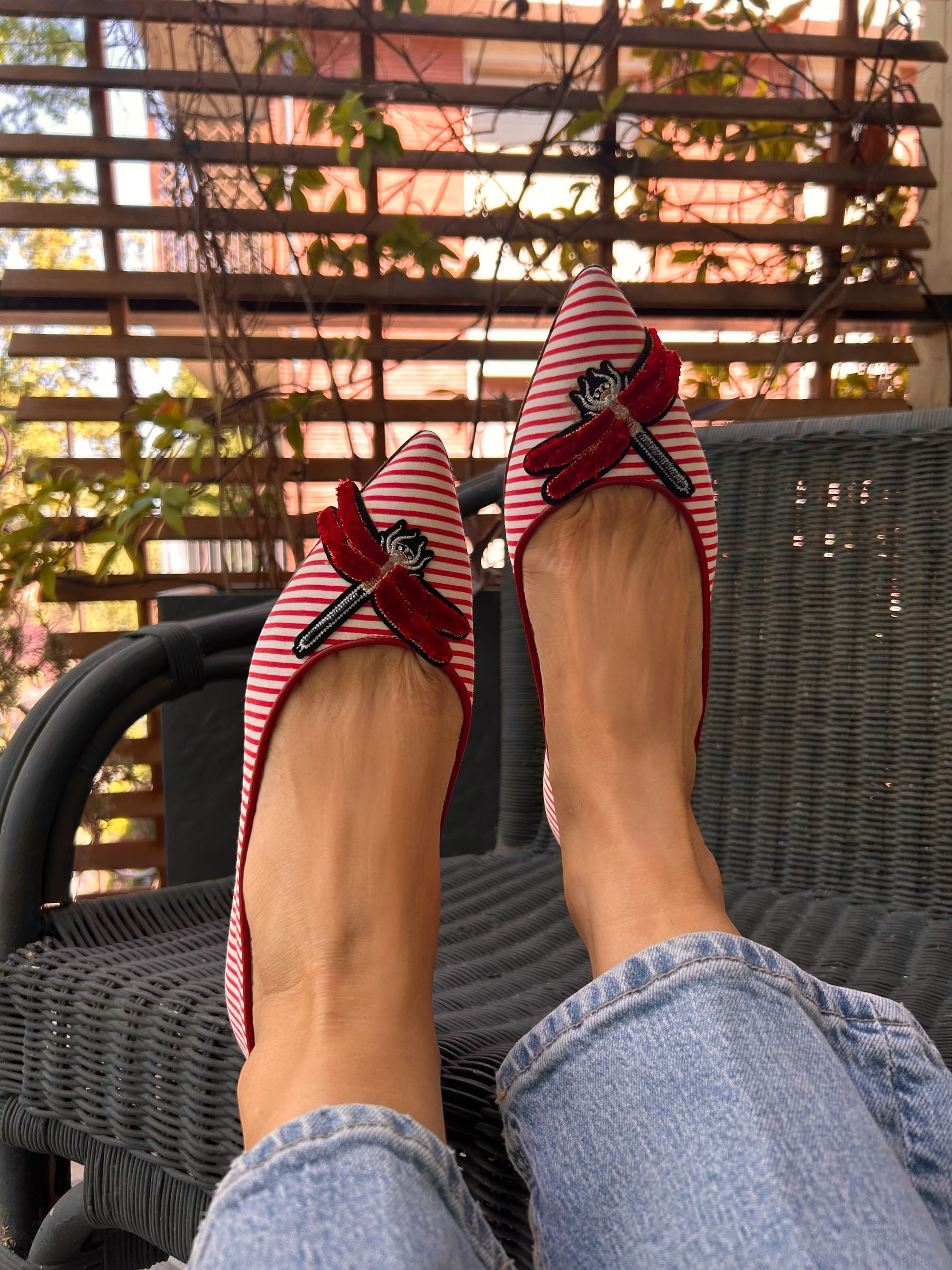 Ballerine righe rosse libellula