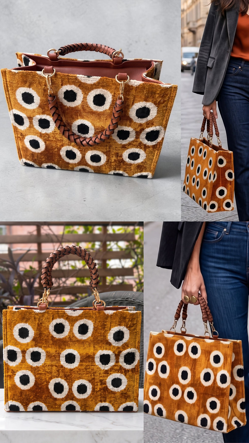 Miniatura: Borsa shopper velluto vera pelle 