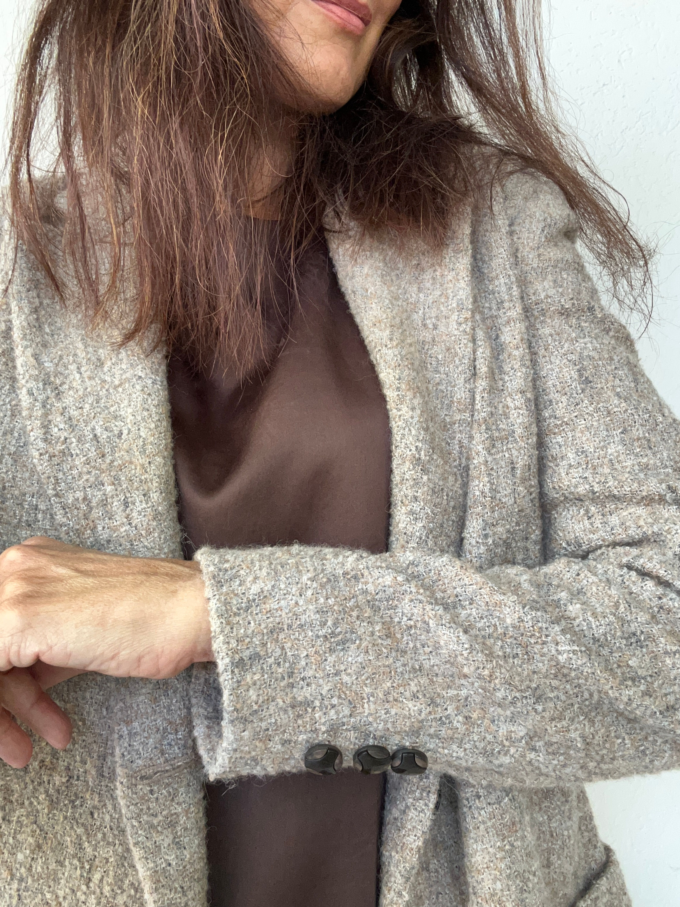 Giacca lana bouclé beige-marrone chiaro