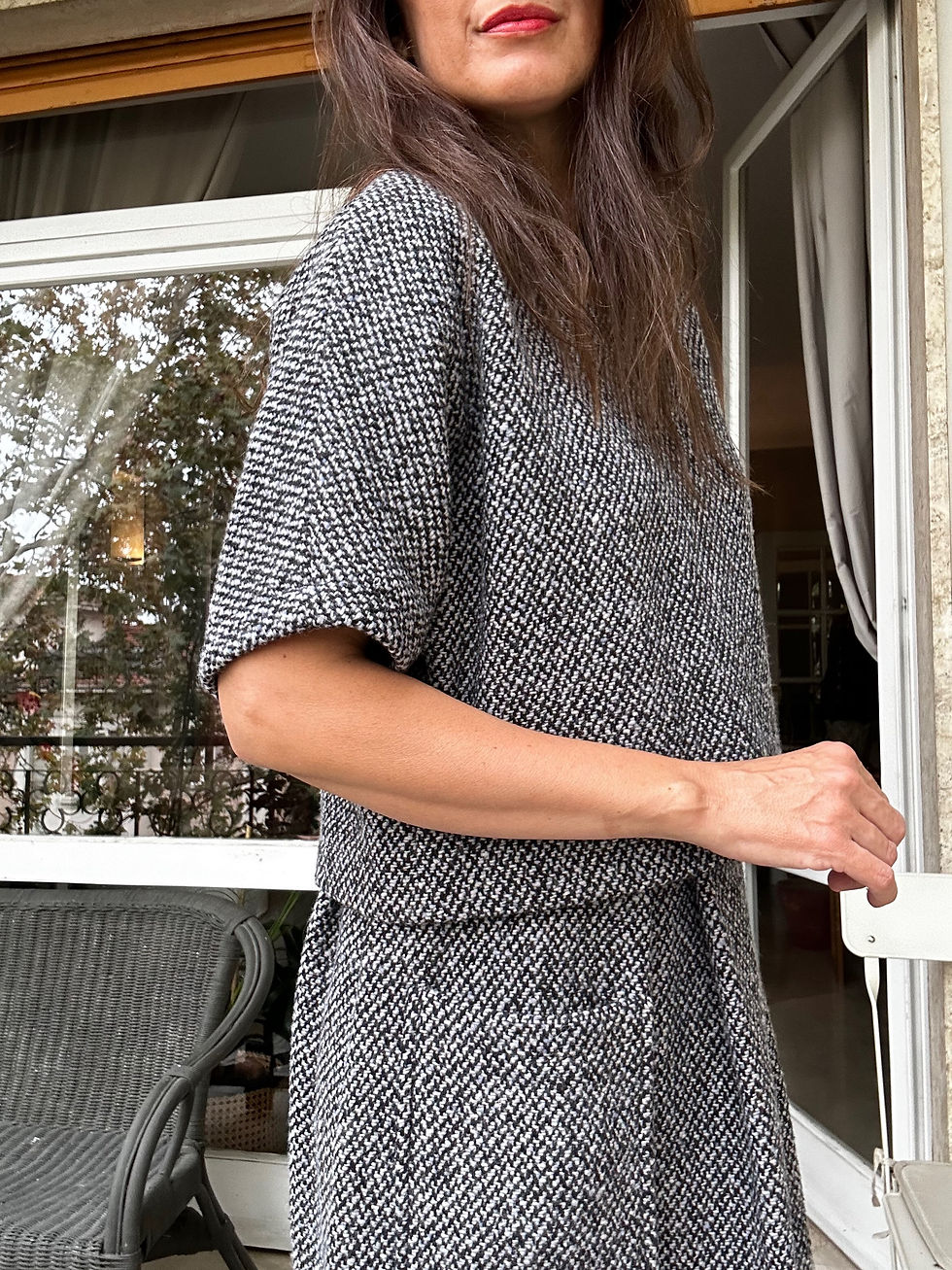 Miniatura: Completo lana bouclé grigio nero